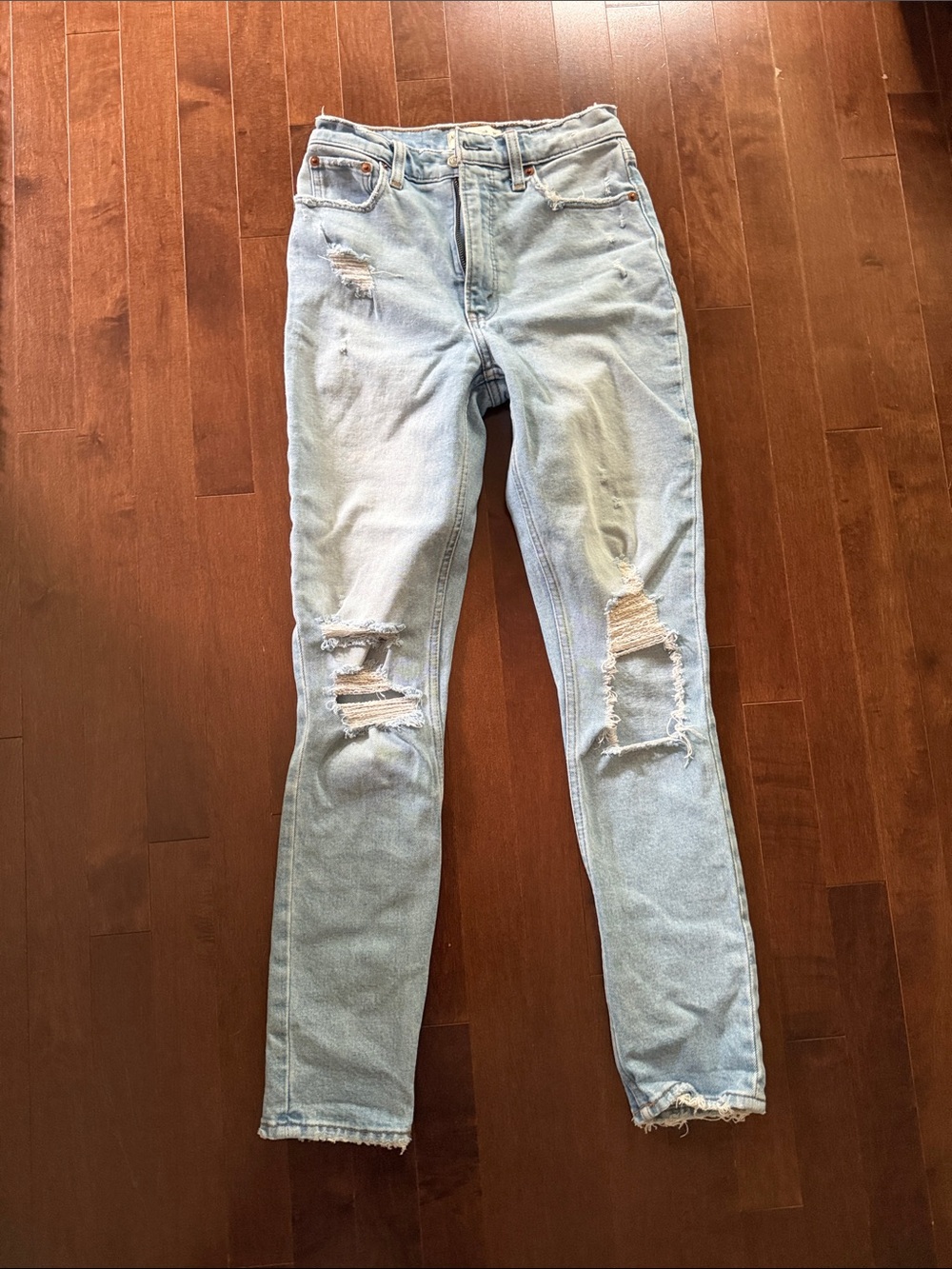 Abercrombie & Fitch Light Wash Distressed Skinny Jeans